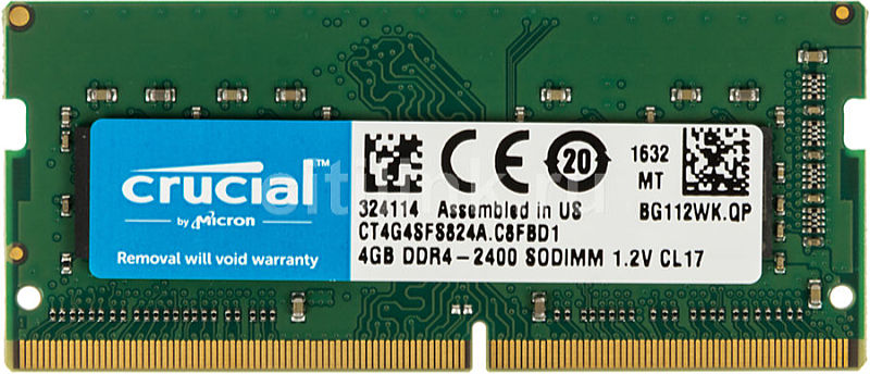 Crucial - RAM - Crucial CT4G4SFS824A 4Gb/2400MHz CL17 1x4Gb DDR4 SO-DIMM memria
