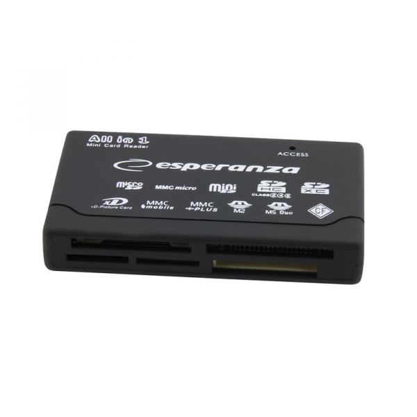 Esperanza - Krtya, fot - Esperanza EA119 univerzlis krtyaolvas USB2.0 Tmogats: SDXC/SDHC/SD/MMC/RS-MMC/Mini-SD(adapter)/Micro SD(adapter)/TF(adapter)/XD/MS/MS DUO/MS PRO DUO/M2(adapter)/CF/MD